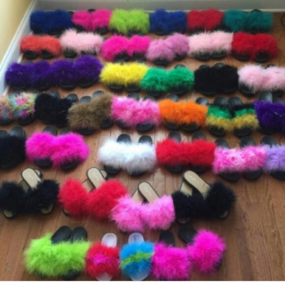 HANDMADE mixed color fur slides!! NO RETURNS - Picture 1 of 6